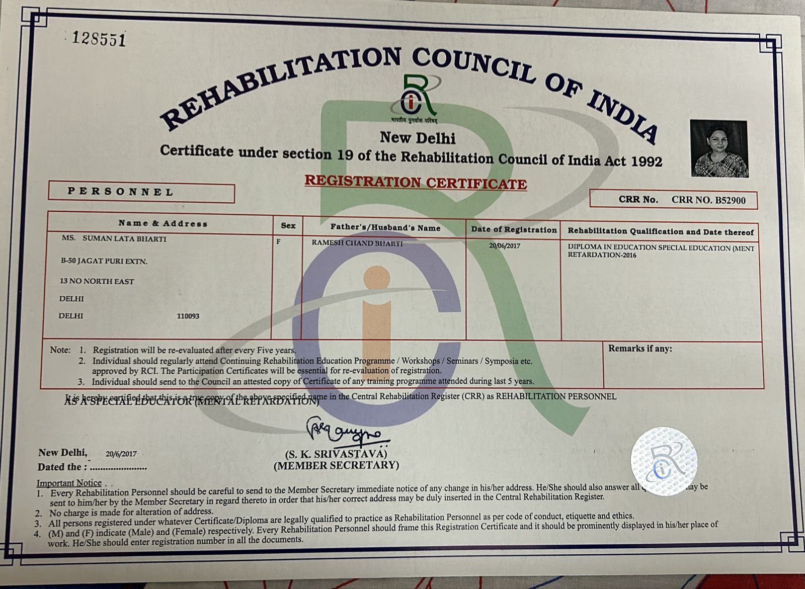 Certificate: REGISTRATION CERTIFICATE